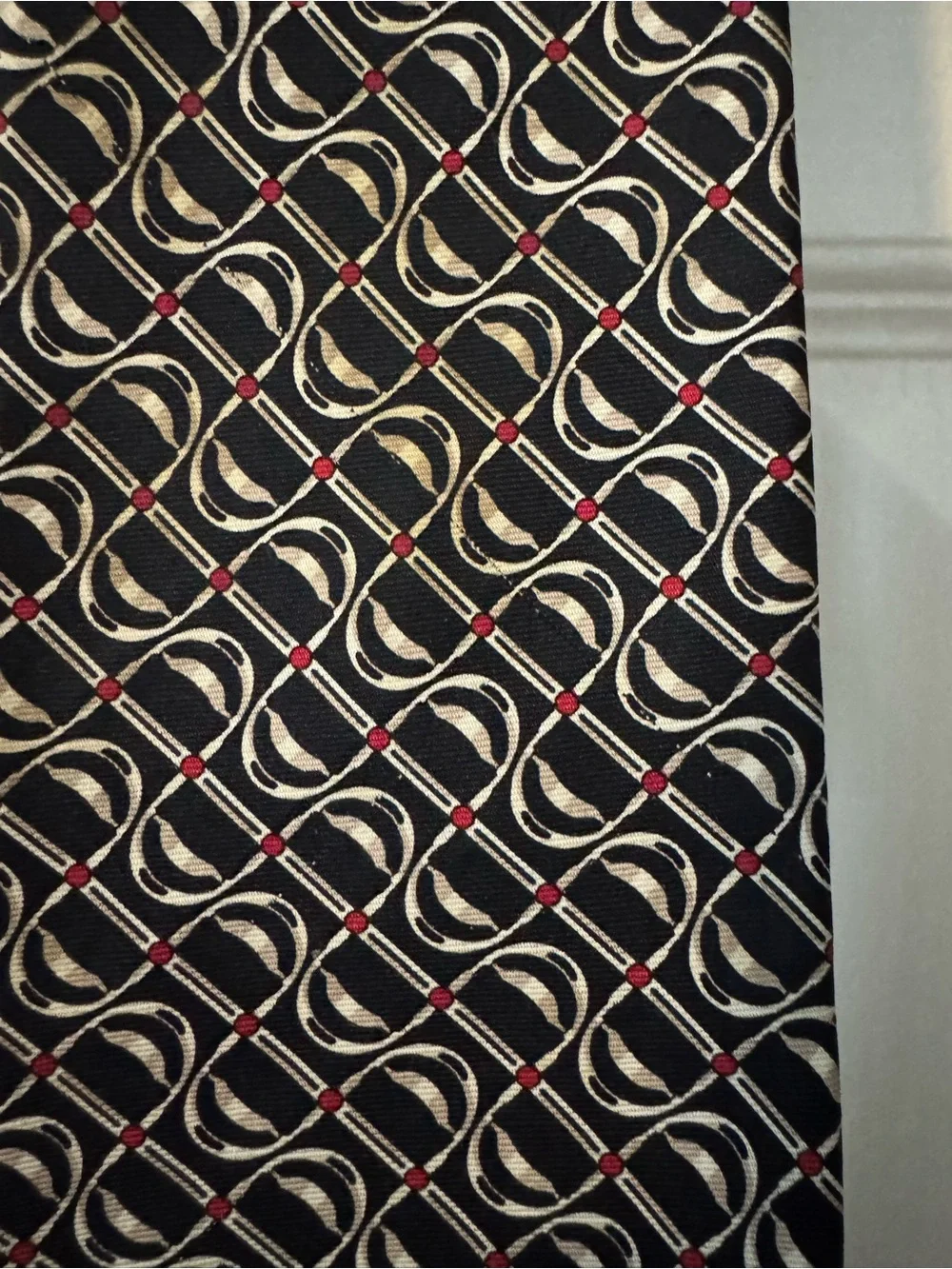 Brooks Brothers BFS (Vintage 90s) Black Geometric Silk Tie